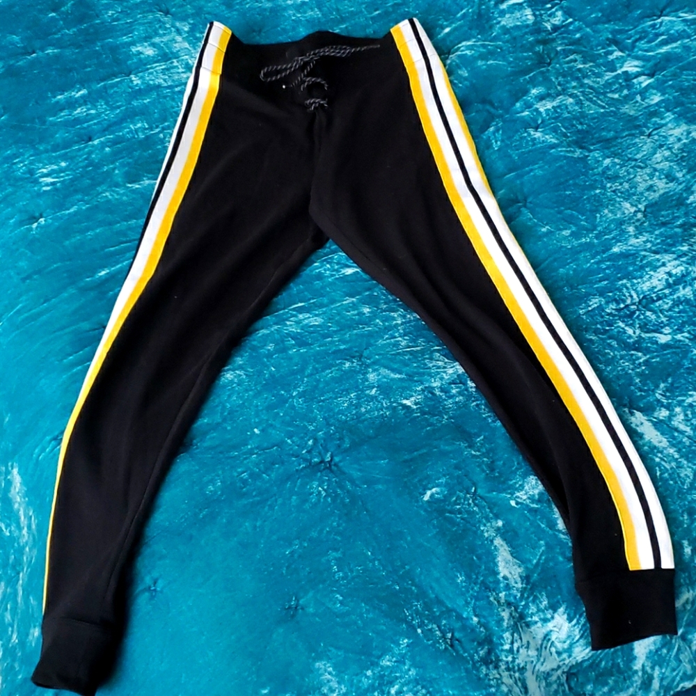 PINK  Black white & yellow sports pants